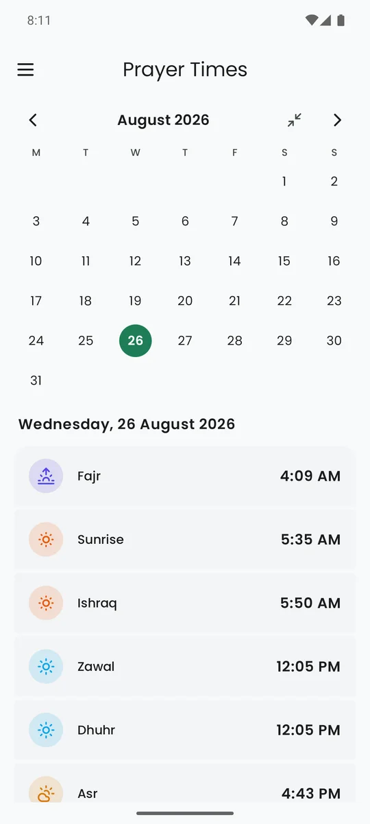 Prayer times